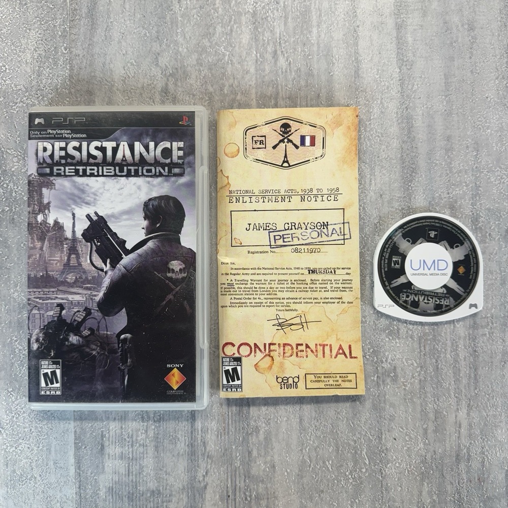 Resistance: Retribution (Sony PSP, 2008) Complete CIB Manual TESTED